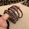 Anillo para el cabello estilo coreano vintage con estampado de leopardo, alta elasticidad, básico diario, goma para el cabello para coleta, cuerda para el cabello, cuerda para el cabello de chica picante