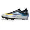 Zapatillas de fútbol de punto fly sin costuras transfronterizas para hombre y mujer, de caña baja AG con tacos largos para césped artificial exterior TF, en stock al por mayor