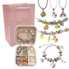 3 Pulseiras Transfronteiriças Kit de Pulseiras DIY Infantil com Contas de Furo Grande, Acessórios Coloridos de Corrente Ossinho de Cobra de Cristal, Caixa de Presente para Joias