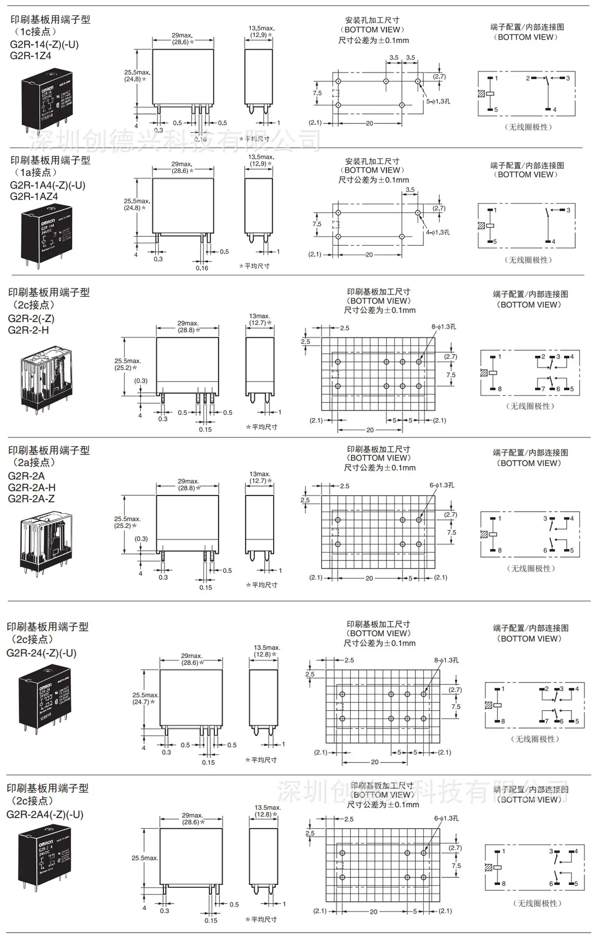 深圳创德兴批发代理销售欧姆龙继电器G2R