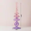 Venta al por mayor, candelabro creativo de vidrio de colores retro, candelabro de lujo para decoración de mesita de noche, vela, accesorios para cenas