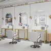 Gabinete de espejo para barbería sin taladro, gabinete de herramientas integrado, espejo popular LED con luces