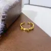 Anillo Abierto de Flor de Osmanthus Esmaltado Cepillado de Personalidad de Lujo Ligero Vintage Nicho de Gama Alta Elegante Versátil para Mujer