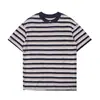 Bei Jie Roupa Masculina 2026 Verão Nova Camiseta Listrada Desgastada Masculina Gola Redonda Manga Curta Camiseta Solta de Manga Curta