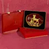 Ano da Ovelha da Sorte 999 Ouro Puro Ovelha Líder Porta-Retrato Folha de Ouro Ornamento de Mesa para Escritório Entrada Presente para Celebração de Aniversário