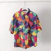 Camisa Masculina de Manga Curta de Verão Ins Vintage Engraçada Cabeça Personalidade Estampada Marca Tendência Coreana Camisa Solta Top Tendência