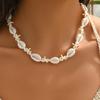 Moda de Verano Estilo Playa Oceánica Collar de Conchas Multiestilo Metal Apilado Tejido Todo Combinable Collar de Cuentas Cerámica Suave
