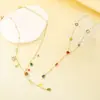 Moda Europea y Americana Nicho Joyería Colorida Dopamina para Mujeres, Colgante Geométrico con Diamantes, Collar Largo en Forma de Y de Acero Inoxidable