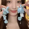 Pendientes de Gota de Flor Azul Fríos y Emocionales Nicho de Lujo de Gama Alta Elegantes Lujo Accesible Otoño e Invierno Elegantes Aspecto Adelgazante Pendientes Nuevos