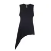 Aliexpress Atacado de Comércio Exterior Transfronteiriço Nova Coleção Primavera 2026 Roupas Femininas Vestido Curto com Barra Assimétrica K4-26096