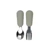 Acero Inoxidable 304 Antiescaldante Antideslizante Mango Corto Mango de Silicona Bebé Autoalimentación Bebé Aprendiendo a Comer Cuchara de Entrenamiento