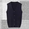 Colete Masculino Casual de Malha Grossa com Bolso e Decote V, Cor Sólida, Quente para Outono e Inverno, Sem Mangas, em Várias Cores