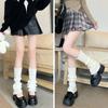 Outono e inverno meias japonesas quentes para as pernas JK Natal Ano Novo Lolita cor sólida listra vertical meias de malha para as pernas
