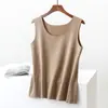 Chaleco de Felpa Doble Cara Nuevo para Otoño e Invierno Cuello Redondo para Mujer Color Sólido Ajuste Delgado Cálido Capa Base Top Pulóver