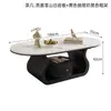 Mesa de Centro Oval de Laje de Pedra Italiana de Luxo Leve Moderna Celebridade da Internet Sala de Estar de Apartamento Pequeno Mesa de Chá Minimalista para Casa Nova Combinação
