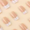 Usando 24 peças de tabletes de manicure francesa com borda branca brilhante de estrela para unhas femininas, tabletes de unhas postiças com glitter, atacado de alta qualidade, transfronteiriço