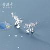 Eloch Plata S925 Dama Mori Estrella de Diamante Clip para Oreja Temperamento Corto Sin Agujero Pendientes Dulces G5937
