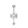 Venta Caliente Transfronteriza Colgante de Flor de Loto con Incrustaciones de Cobre y Zirconia Anillo para Ombligo Clavo para Ombligo Perforado de Acero Inoxidable al por Mayor en Stock Europeo y Americano