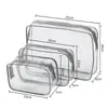 Bolsa Cosmética Transparente de PVC Conjunto de Três Peças Grande Capacidade Impermeável Bolsa de Armazenamento para Artigos de Higiene Pessoal Bolsa de Armazenamento Transparente Portátil para Pessoas Preguiçosas