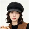 Boina nueva de otoño e invierno para mujer, boina estiliza-rostro, sombrero tipo pico versátil estilo coreano para circunferencia de cabeza grande