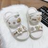Nueva Moda Transfronteriza Europea y Americana Sandalias de Plataforma Gruesa con Doble Correa DIY Camelia loVE Sandalias de Vestir para Mujer