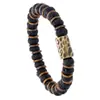 Nuevos Accesorios de Venta Caliente Transfronterizos: Pulsera Simple Hecha a Mano con Cuentas, Pulsera Elástica Retro Artística de Piedra Volcánica