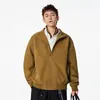 Jaqueta workwear retro americana com gola alta para homens, jaqueta aviador com design patchwork da moda para primavera e outono, jaqueta baseball curta