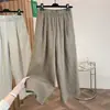 Foto real de calça casual larga versátil estilo artístico novo para o verão de 2026 para mulheres