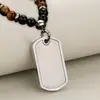 Colgante Militar para Hombre de Venta Caliente Europea y Americana, Superficie Lisa, Grabado Personalizable, Suministro Directo, Collar de Acero Inoxidable