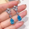 Marca grande mismo estilo lujo ligero azul marino diamante de alto carbono pendientes pendientes tesoro azul marino Santa María pendientes largos pendientes para mujer