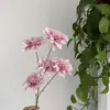 Dália Crisântemo Artificial Estilo Europeu com Folhas para Decoração de Casamento e Decoração de Casa