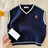 Colete de Tricô Infantil 2026 Primavera/Outono Novo Meninos Gola V Estilo Academia Sem Mangas Bebê Colete Estiloso Tendência