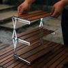 Mesa plegable portátil de madera maciza para acampar al aire libre, de tres capas, multifuncional, de múltiples capas