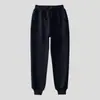 Pantalones de chándal azul marino y negro para niños, primavera y otoño, para niños y niñas, gris oscuro, gris claro, con puños, engrosados, pantalones de uniforme escolar para niños
