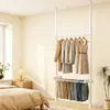 Suporte de cabideiro de chão haste de suporte chão quarto aberto simples closet prateleira de armazenamento montagem cabideiro para pendurar roupas