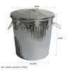 Cubo de basura galvanizado de hierro de 35L con tapa, Contenedor de almacenamiento de basura para exteriores para el hogar con doble asa, Contenedor de almacenamiento de metal