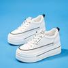 Explosiones zapatos de tabla zapatos de mujer suela gruesa aumentada zapatos de mujer 8cm muffin suela gruesa 2025 primavera cuero nuevos zapatos blancos para mujer