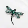 Broche moderno e elegante com pedras de cristal, broche de libélula com diamantes, broche de animal inseto, broche de lapela ecológico para comércio transfronteiriço