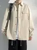 Chaqueta de Trabajo Holgada con Cordón y Cuello Solapa para Hombre, Chaqueta de Moda Versátil Casual Tendencia Primavera y Otoño Ajustada