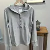 ¡Camiseta de canalé con capucha de primera calidad! Camisa básica casual de manga larga, corte ajustado, un solo botón, modelo otoño 2026 488298