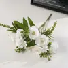 Ramo Simuladp Ramo Pequeño de Rosas de Ruibarbo Arreglo Floral para Sala de Estar Decoración Simple Nórdica para el Hogar Producto Nuevo Venta Caliente Transfronteriza