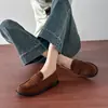 Mocasines Retro Maillard sin cordones 2026 Primavera/Otoño estilo nuevo tacón grueso zapatos de vestir para mujer estilo británico zapatos pequeños de cuero