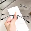 Gafas Miopía Sin Montura para Mujer, Estilo Coreano, Modernas, Lisas, Ultraligeras, Se Pueden Equipar con Grado de Astigmatismo, Decoloración, Monturas de Gafas Sin Montura