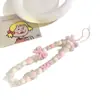 Estilo Ins Cadena de Teléfono Nueva Dulce con Perlas Funda de Teléfono Rosa Girly Correa de Muñeca Corta Accesorio para Mujeres