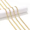 Cadena de Acero Inoxidable de 7 mm Grabada Lateralmente Cadena Chapada al Vacío en Oro de 18 Quilates Accesorios para Collar Pulsera DIY Cadena de Acero Inoxidable