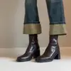 Botines minimalistas de tacón alto para mujer, retro versátiles, tacones gruesos silenciosos, cómodos para ir al trabajo, botas adelgazantes para mujer