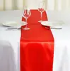 Camino de Mesa de Satén al por Mayor para Bodas, Banquetes, Fiestas de Cumpleaños, Decoraciones de Mesa, Mesa de Té Transfronteriza, Color Sólido Simple
