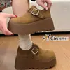 Sapatos Birkenstock Estilo Couro Integral com Solas Grossas para Aumento de Altura, Adequados para Mulheres Baixas, Sapatos Casuais, Sapatos Plataforma, Mocassins