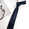 Terno Casual Masculino Moda Bordado Padrão Animal Pequeno Azul e Preto Gravata Amarrada à Mão 7cm Estilo Britânico Casamento