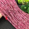 Cristal Natural Turmalina Rosa Cristal Contas Soltas Contas Redondas Facetadas Pulseira Colar Pulseira Acessórios de Joalheria DIY Semiacabados